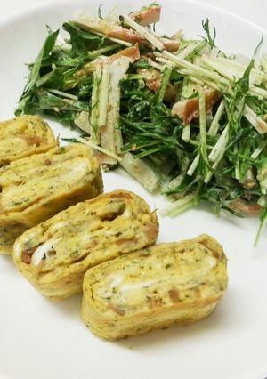お弁当･朝ご飯に楽々卵焼きとサラダ-レシピのメイン写真