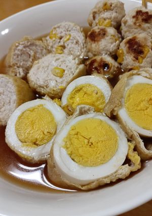 鶏だんごいなりと卵いなりの煮物-レシピのメイン写真