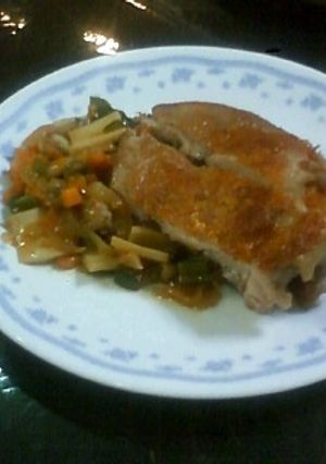 パリ皮チキンの彩り野菜ソース-レシピのメイン写真