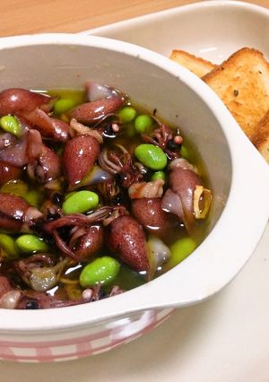 ホタルイカと枝豆のアヒージョ-レシピのメイン写真