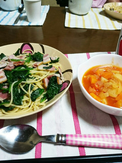 ベーコンとほうれん草のペペロンチーノ-レシピのメイン写真