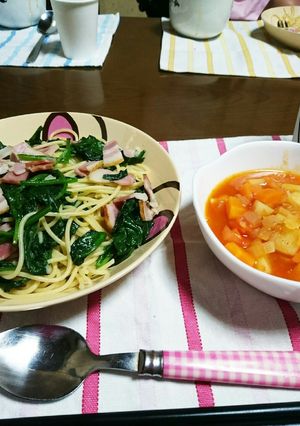 ベーコンとほうれん草のペペロンチーノ-レシピのメイン写真