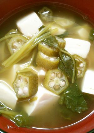 簡単！　豆腐　オクラ　三つ葉の　お吸い物-レシピのメイン写真