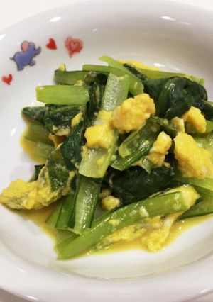 洗い物はボールと菜箸だけ！小松菜卵炒め風-レシピのメイン写真