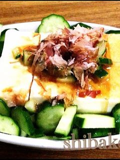 子供作 簡単和風冷奴きゅうり鰹節-レシピのメイン写真