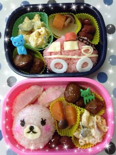 うさぎさん♡と消防車★のお弁当-レシピのメイン写真