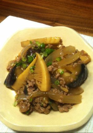 時短⁂ナスと竹の子の挽肉炒め-レシピのメイン写真