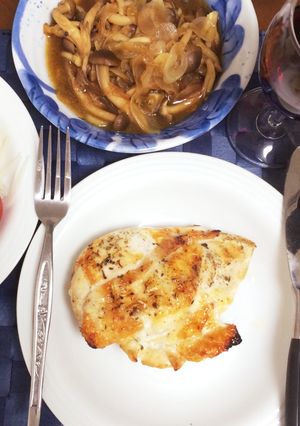 魚焼き器でローストチキンしめじバルサミコ-レシピのメイン写真