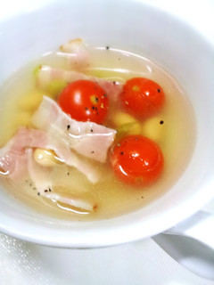 お豆とベーコンのミニトマトスープ-レシピのメイン写真