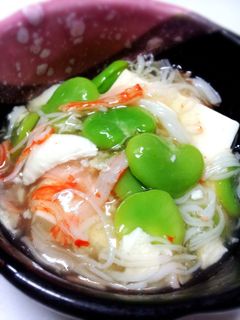 簡単!そら豆と豆腐のカニカマ和風あんかけ-レシピのメイン写真