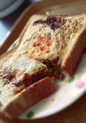 【朝食】フライパンで納豆トースト-レシピのメイン写真