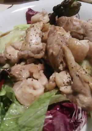 鳥モモ肉と生野菜のボリュームサラダ-レシピのメイン写真