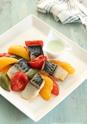 夏野菜と塩鯖のオーブン焼きミントソース-レシピのメイン写真
