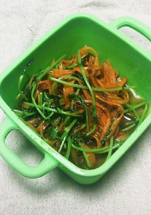 簡単豆苗と人参の炒め 油無し 副菜-レシピのメイン写真