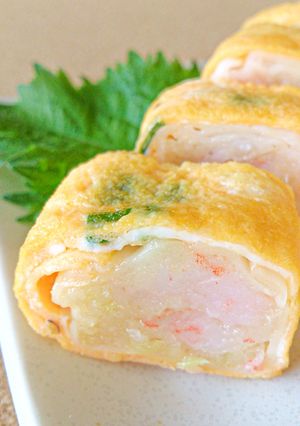朝食やお弁当に♪ エビシューマイの卵焼き-レシピのメイン写真