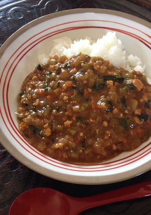 小松菜と鶏挽肉のキーマカレー-レシピのメイン写真