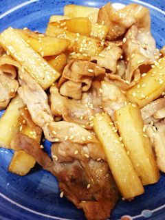 長芋と豚肉のあっさり甘辛炒め♪-レシピのメイン写真
