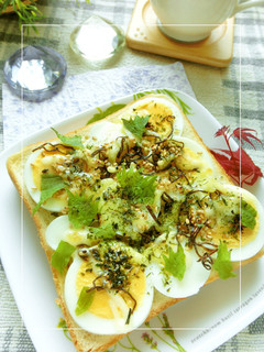 磯×紫蘇香る❀茹で卵の和トースト-レシピのメイン写真