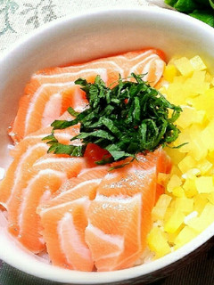 サーモンたくわん丼-レシピのメイン写真