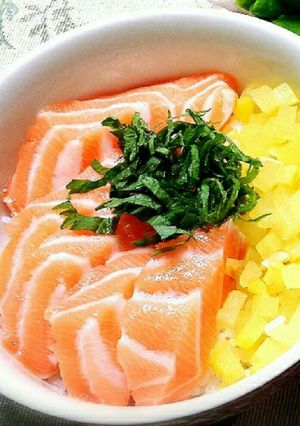サーモンたくわん丼-レシピのメイン写真