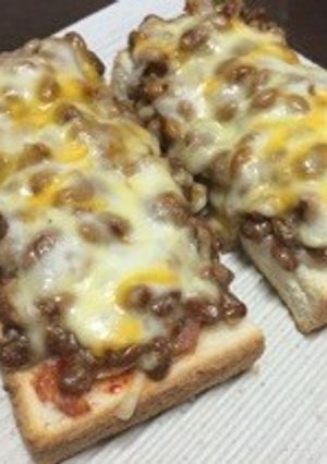 簡単！楽うま☆キムチーズ納豆ピザパン♪-レシピのメイン写真