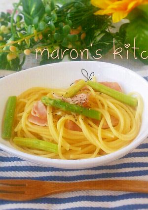 ベーコンとアスパラの柚子こしょうパスタ-レシピのメイン写真