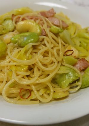 そら豆を味わうペペロンチーノ-レシピのメイン写真