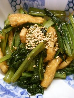 簡単! 小松菜と 油揚げの ごま油炒め!-レシピのメイン写真