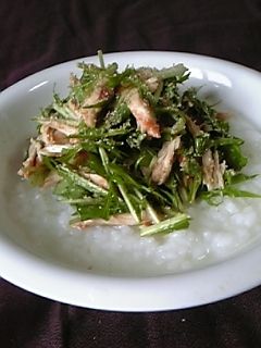 ささみと水菜のしゃきしゃき梅かゆ-レシピのメイン写真