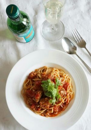 鯖のトマトソースパスタ-レシピのメイン写真
