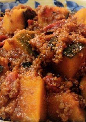 かぼちゃとひき肉の♪カレートマト煮-レシピのメイン写真