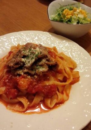ポークジンジャー♪トマトソーススパゲティ-レシピのメイン写真