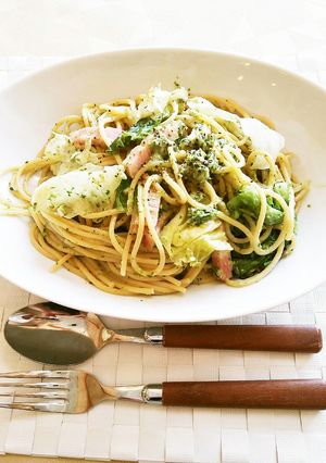 レタスとベーコンのクリームパスタ♪-レシピのメイン写真