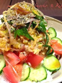 さっぱりピリ辛☆ツナトマト納豆とろろ丼-レシピのメイン写真
