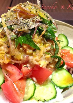 さっぱりピリ辛☆ツナトマト納豆とろろ丼-レシピのメイン写真