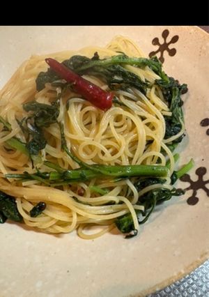 夕飯に食べたダイエット小松菜のペペロンチーノ！-レシピのメイン写真
