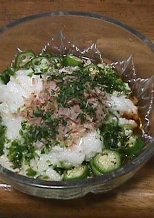 磯の香りのする長芋とおくらの和え物-レシピのメイン写真