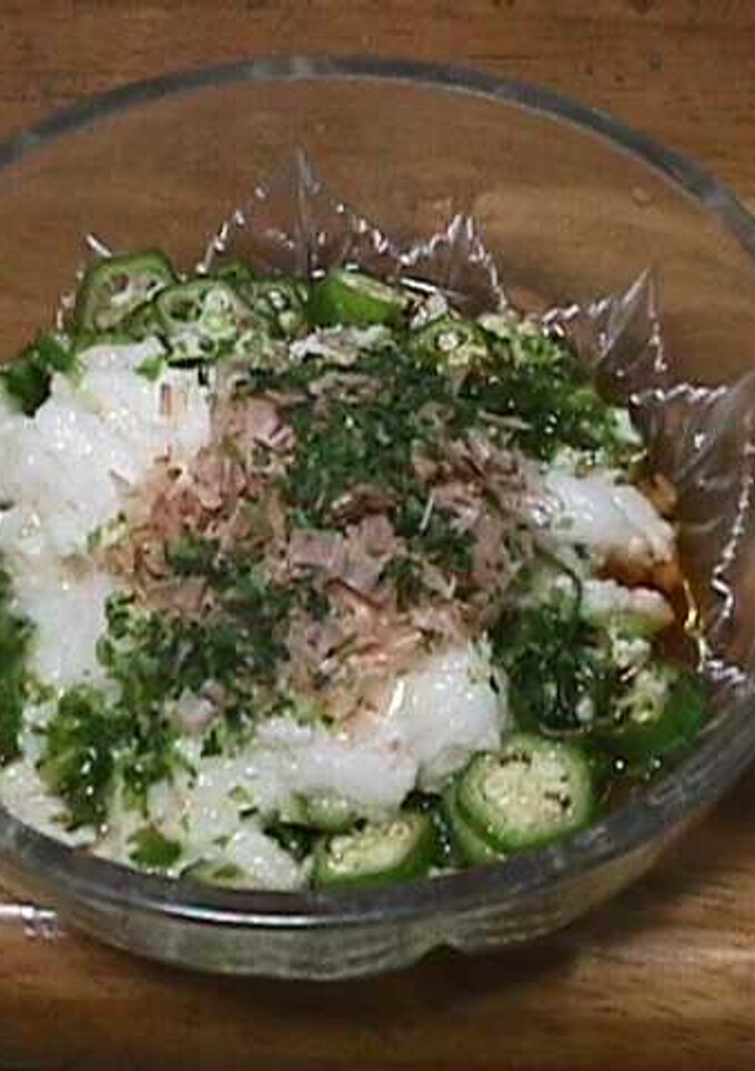 磯の香りのする長芋とおくらの和え物-レシピのメイン写真