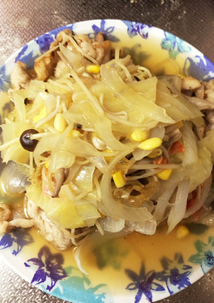 生姜風味揚げ豚肉ともやしたっぷり野菜あん-レシピのメイン写真