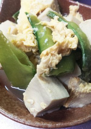 絹さやと高野豆腐の卵とじ-レシピのメイン写真
