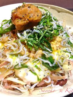 梅のせ☆ツナとみょうがの納豆とろろ丼-レシピのメイン写真