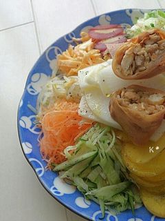 ♡まるで冷やし中華サラダ♡春巻きon♪-レシピのメイン写真
