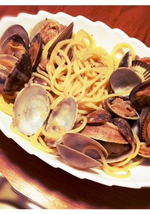 あさりの酒蒸しが余ったら→ボンゴレパスタ-レシピのメイン写真