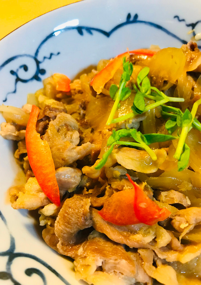 あまから豚丼● 豚こまぎれ肉の生姜焼き丼-レシピのメイン写真