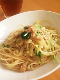 ツナと水菜の和風パスタ-レシピのメイン写真