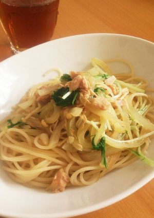 ツナと水菜の和風パスタ-レシピのメイン写真