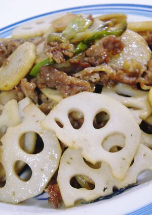 レンコン、山芋と豚肉の炒め-レシピのメイン写真