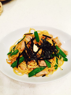 使いきり!豚バラと絹さやの和風パスタ-レシピのメイン写真