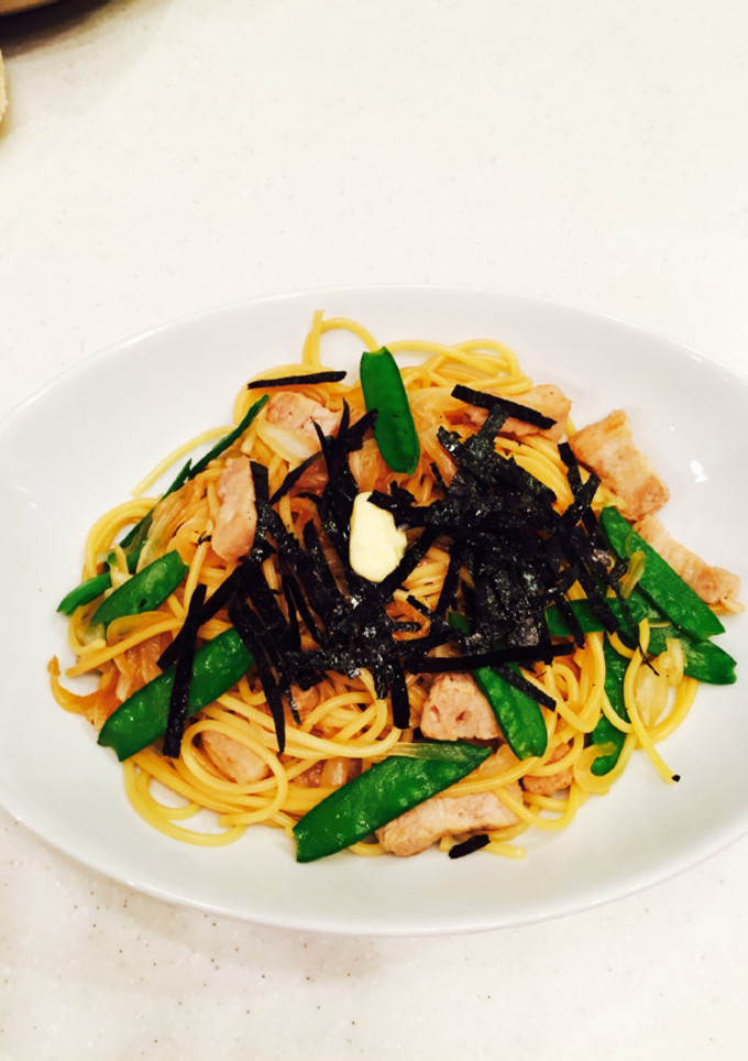 使いきり！豚バラと絹さやの和風パスタ-レシピのメイン写真