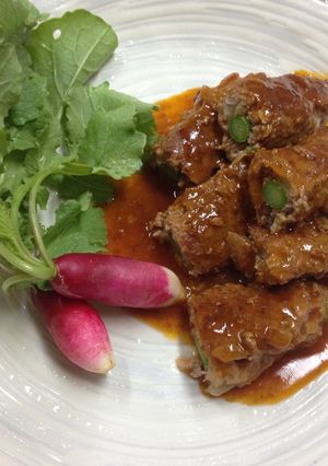 新玉たっぷりアスパラinハンバーグ♪-レシピのメイン写真